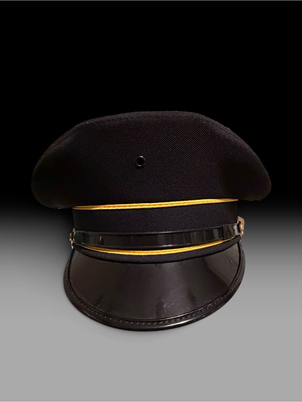 Vintage Bailey American made black gold service uniform visor cap hat